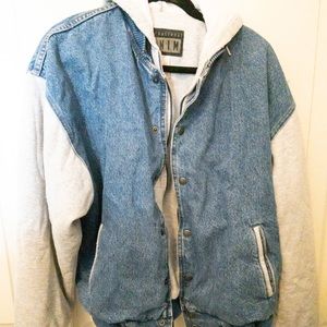 Vintage Men’s Hooded Denim Coat - Size Medium